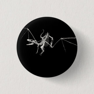 3D Halftone Flying Dragon Skeleton 2 1 Inch Round Button