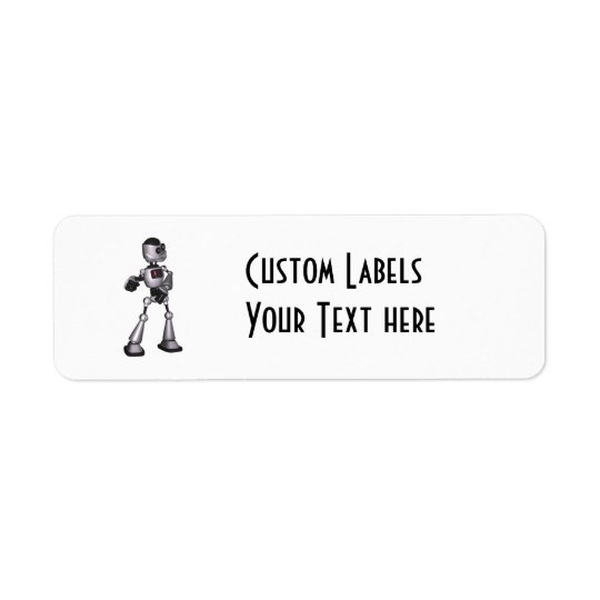 ♪♫♪ 3D Halftone Sci-Fi Robot Guy Dancing Return Address Label