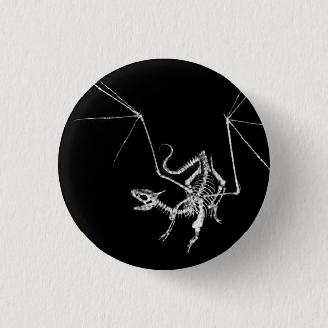 3D Halftone Skeleton Dragon 4 1 Inch Round Button (Front)