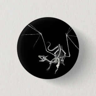 3D Halftone Skeleton Dragon 4 1 Inch Round Button
