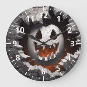 3D Halloween Ghost Cracked Hole Large Clock