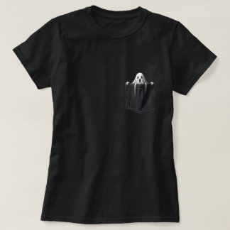 3d Halloween Ghost In A Pocket Design T-Shirt