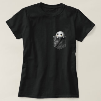 3d Halloween Ghost In A Pocket Design T-Shirt