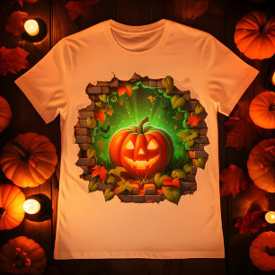 3d Halloween Pumpkin Design T-Shirt