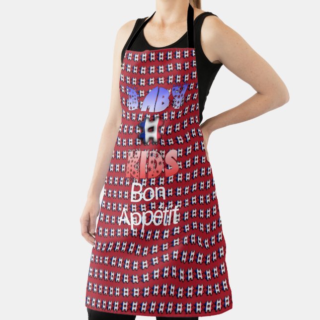 3D Hashtag French Bon Appétit Baby Kids Apron (Insitu)
