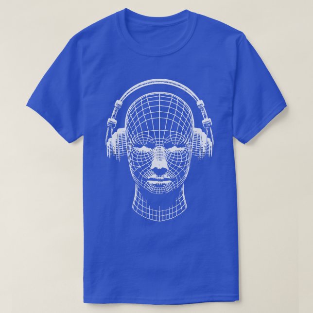 3d head with headphones design T-Shirt (Design Front)