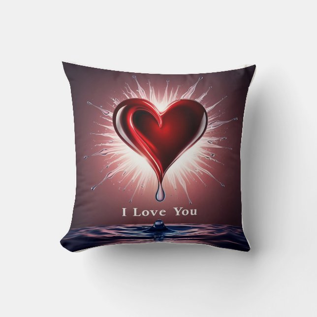 3D Hearts & Tears Unleashed: Exploding Emotion Throw Pillow (Front)