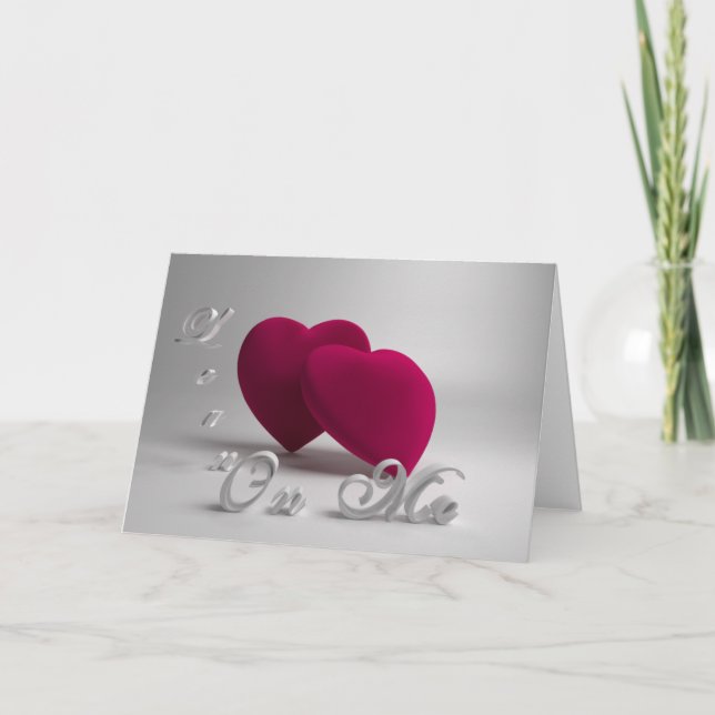 3D Hearts-Text Greeting Card (Front)