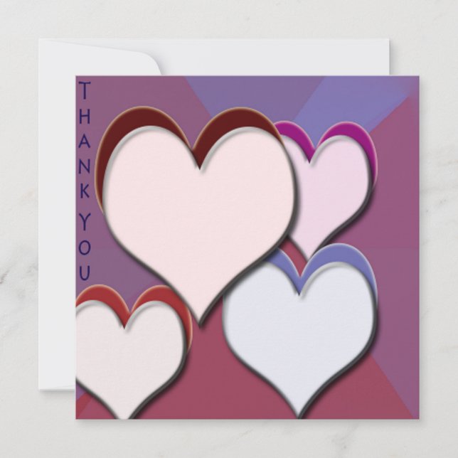 3D Hearts Thank You Card (Front)
