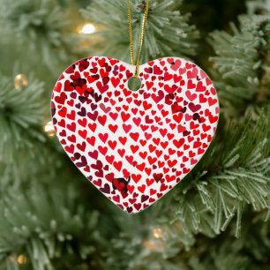 3D Hearts Valentines Day graphic Ceramic Ornament