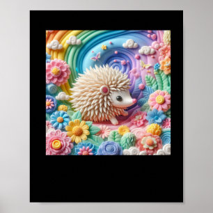 3d Hedgehog Sticker Poster