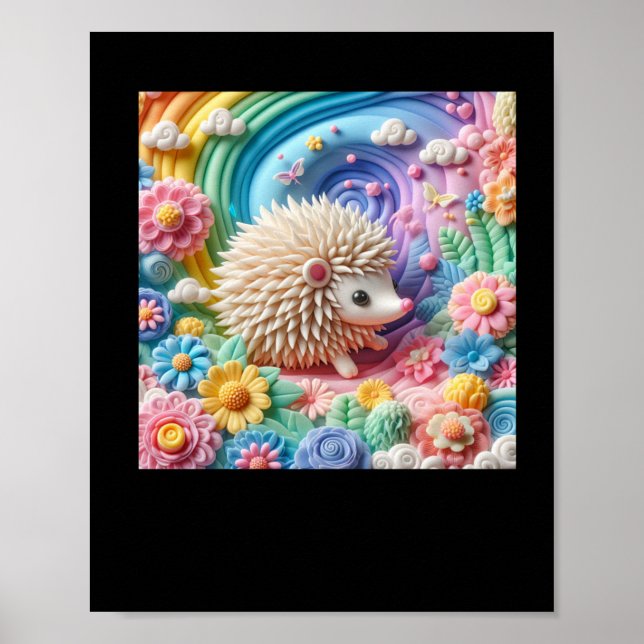 3d Hedgehog Sticker  Poster (Front)