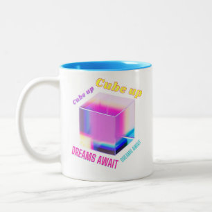 3D Holographic Glass Cube Two-Tone Coffee Mug