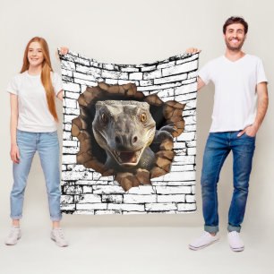 3D Iguana Wall Break Art – Realistic Safari Fleece Blanket