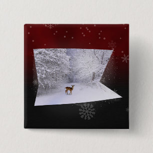 3D Illusion "Snowy Dreams" 2 Inch Square Button