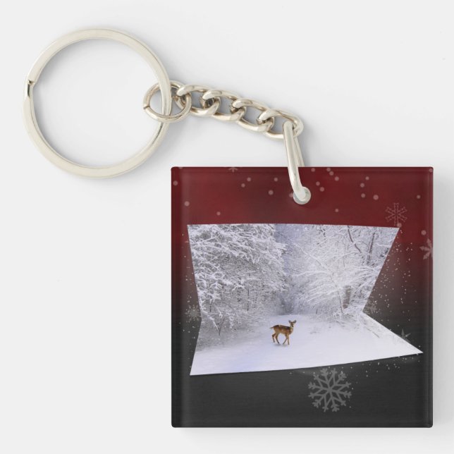 3D Illusion "Snowy Dreams" Keychain (Front)