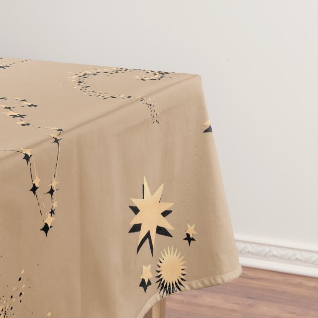 3D illusion stars constellations moons tan beige Tablecloth (In Situ)