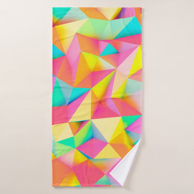 3D Illustration - Colorful low poly texture3d,abst Bath Towel (Bath Towel)