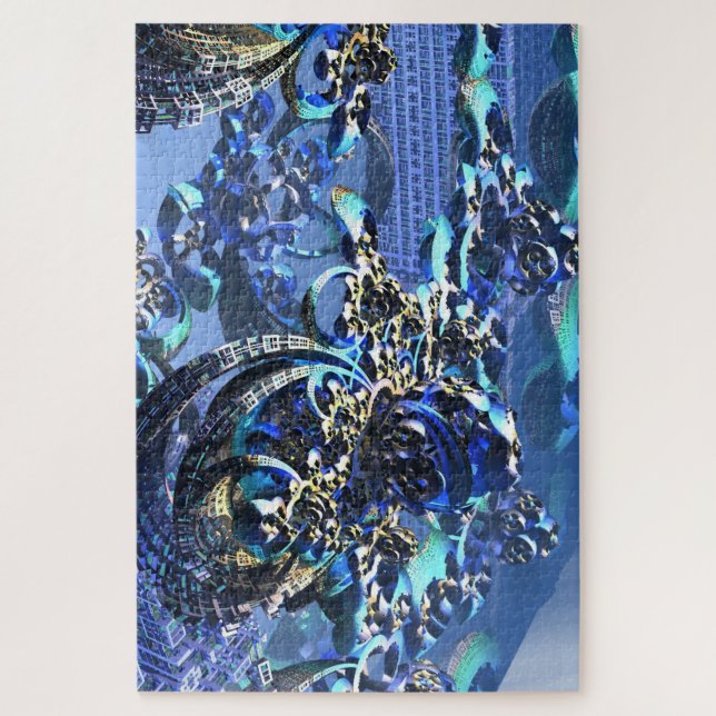 3D illustration of a complex fractal Jigsaw Puzzle (Vertical)