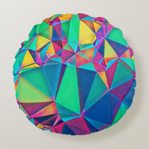 3D illustration. Trendy abstract background. Color Round Pillow
