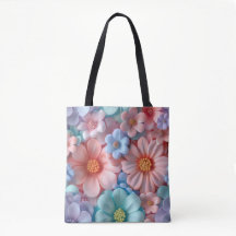 3D Inflated Pastel Flowers Seamless Patterns