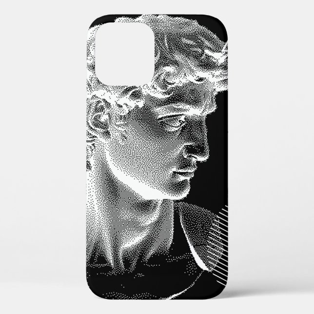 3D ing of Michelangelo's David head in pixel art 8 Case-Mate iPhone Case (Back)