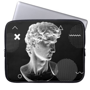 3D ing of Michelangelo's David head in pixel art 8 Laptop Sleeve