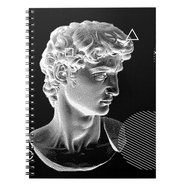 3D ing of Michelangelo's David head in pixel art 8 Notebook (Front)