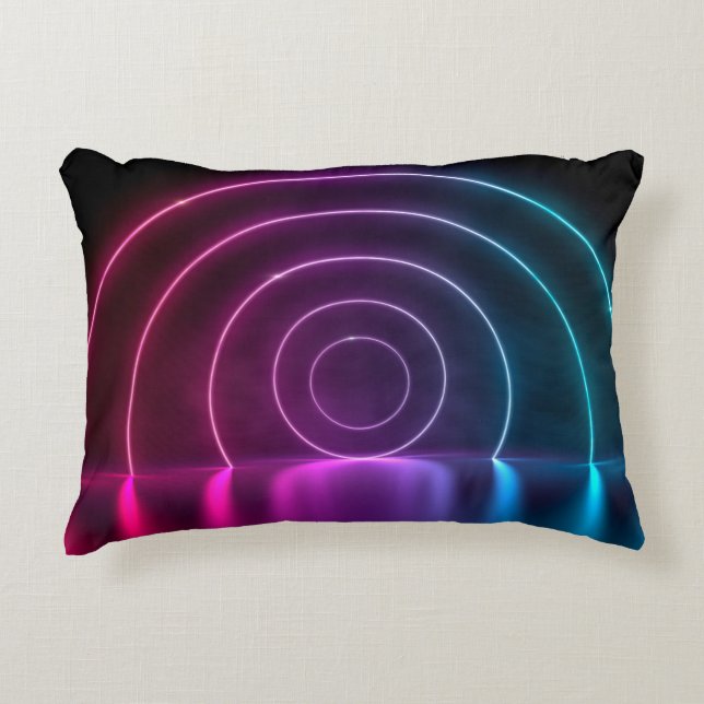 3d ing of ultraviolet circle portal glowing lines  accent pillow (Front)