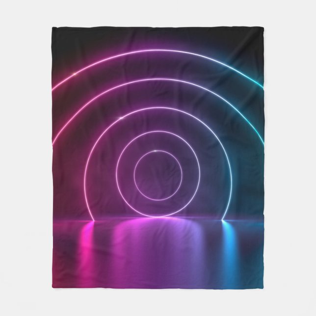 3d ing of ultraviolet circle portal glowing lines  fleece blanket (Front)