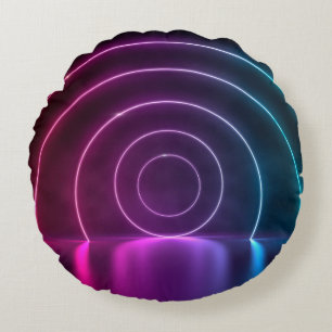 3d ing of ultraviolet circle portal glowing lines round pillow