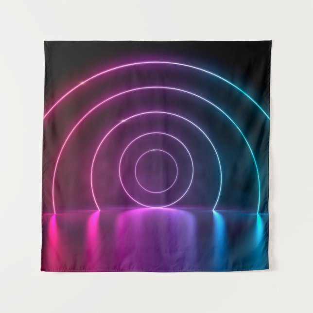 3d ing of ultraviolet circle portal glowing lines  tapestry (Front)
