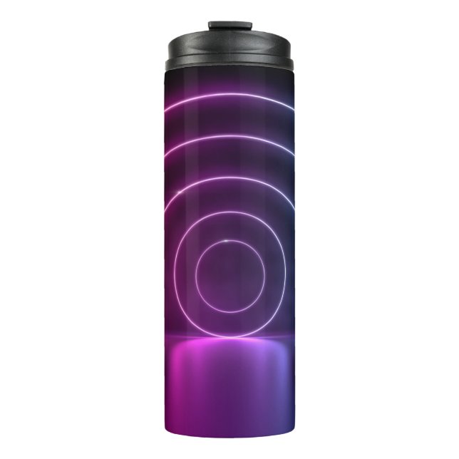 3d ing of ultraviolet circle portal glowing lines  thermal tumbler (Front)