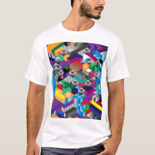 3D Isometric Cubes, Geometric Seamless. T-Shirt