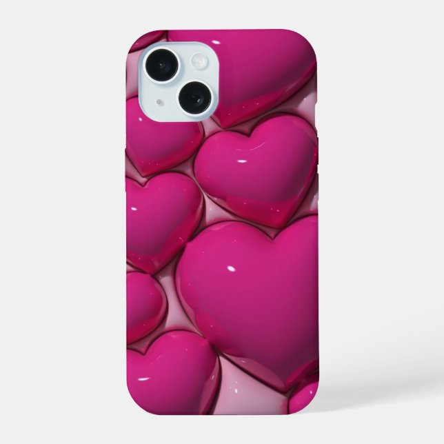 3D Jelly Pink Love Heart Aesthetic Phone Case (Back)
