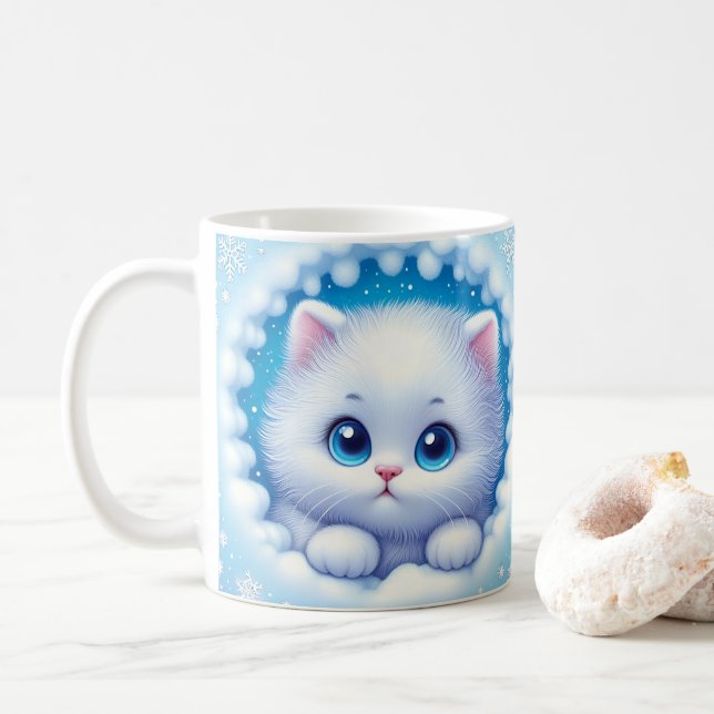  3D Kitten Hole In A Wall Coffee Mug Wrap  (With Donut)