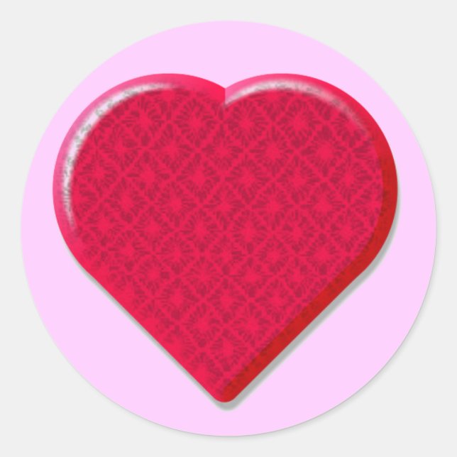 3D Lace Heart Classic Round Sticker (Front)