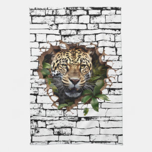 3D Leopard Wall Break Art – Realistic Safari Kitchen Towel