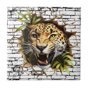 3D Leopard Wall Break Art – Realistic Safari Tile