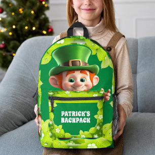3D Leprechaun St. Patrick's Day Personalized Kids  Printed Backpack
