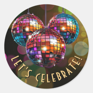 3D Let's Celebrate Colourful Classic Round Sticker