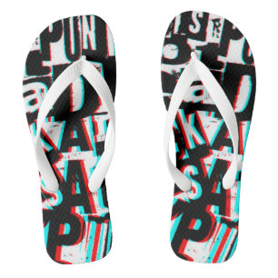 3D letters punk rock style unisex flip flops