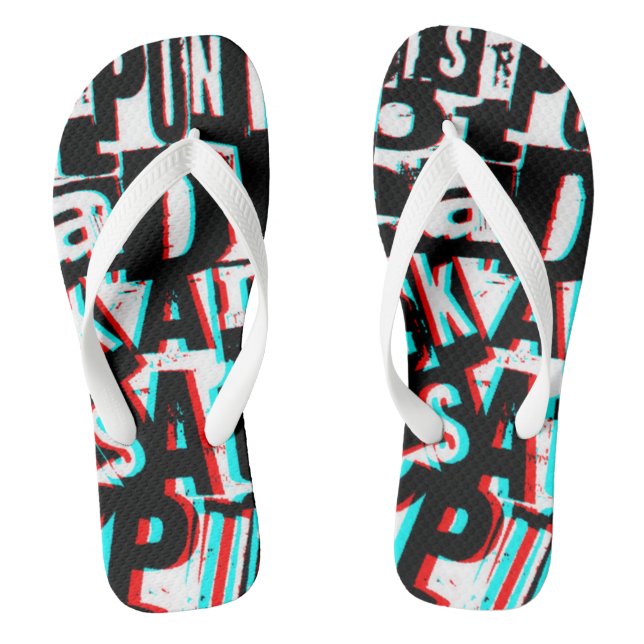 3D letters punk rock style unisex flip flops (Footbed)
