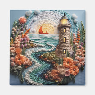 3D Lighthouse and Bay Magnet
