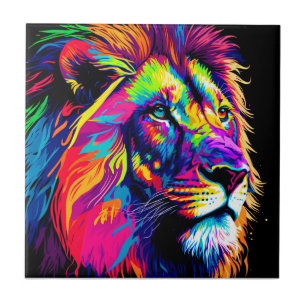 3d Lion Portrait Digital Art Tile