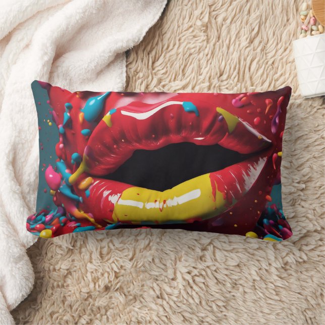 3D Lips Abstract - Lumbar Pillow (Blanket)