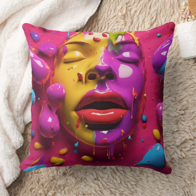 3D Lips - Throw Pillow (Blanket)