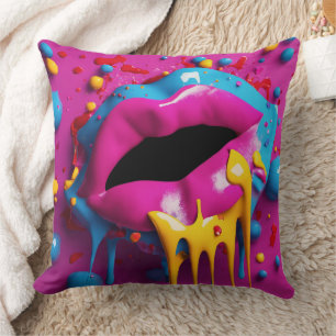 3D Lips - Throw Pillow