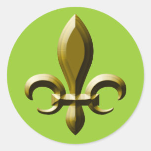 3D Look Gold Fleur de Lis Classic Round Sticker