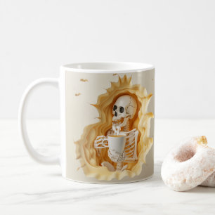 3D Look Printed Skeleton with Coffee Mug